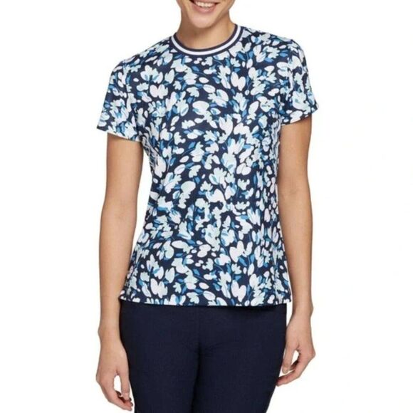 Lady Hagen Off To The Races Tee in Ditsy Buds Navy Blue Floral Size Small - Picture 1 of 7
